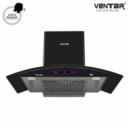 Ventair Speed 5G 90 DLX Voice Enabled Chimney (Smart Auto Clean, Motion Sensor+Touch , 90cm, 1500 m3h, 11° Filterless)