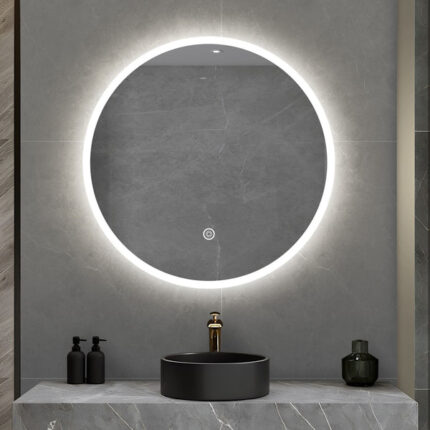 LED mirror round 900MM with Rim and Demister Touch Switch 3 Colours Lighting